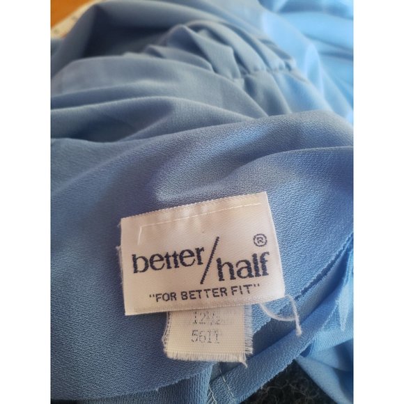 70s/80s Blue Pleated‎ Long Sleeve Day Dress - Picture 4 of 4